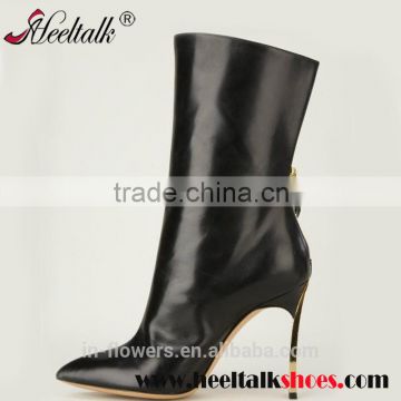 Wholesale Custome made eleglant cow leather women stiletto booties heels
