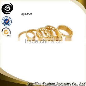 Fashion gold ring set heart graved ring wholesale gold jewelry set