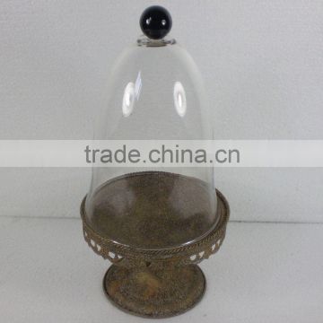 KS4301-Antique Rustic Metal and Glass Holder