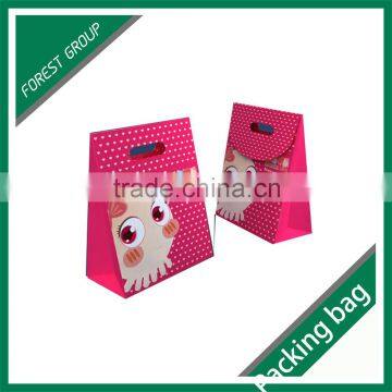 PINKY PRINT PAPER BAG WITH HANDLE HOLE