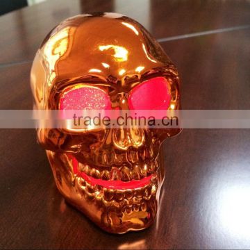 CE 2015 new helloween decorative shiny metal finish skull led night light