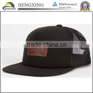Custom trucker mesh cap with leather patch