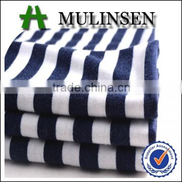 Shaoxing Mulinsen textile poly spun knit soft black and white stripe fabric