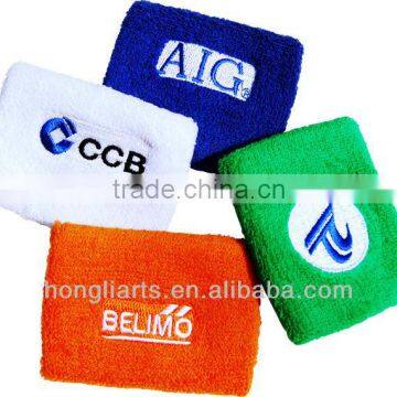 JWD009 fashion promotional embroidery terry cotton wristband