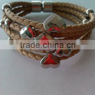 Hot selling braided leather bracelet with magnetic clip