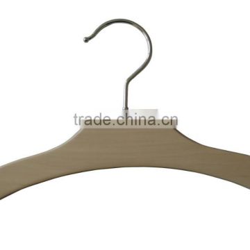 Natural kis/Chlidren wooden coat hanger wholesaler with chrome plated hook