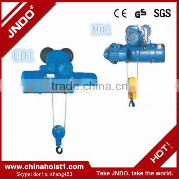 small crane construct double speed MD wire rope electric hoist crane 2tons