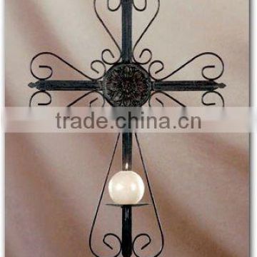 Metal Wall Cross Candle Holder