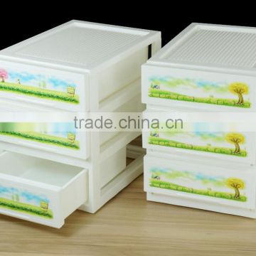 white color green printing new plastic drawer storage box