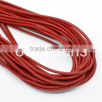 Custom Design Red Round Real Leather Jewelry Cord 2mm thick 10m length