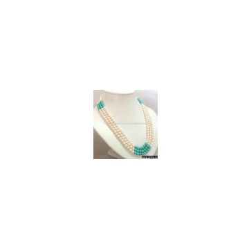 Sell Fashion Pearl Necklace with Gemstone Beads