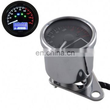 Universal Retro Chrome 160KM / H Motorcycle Digital LED LCD Gauge Speedometer Tachometer