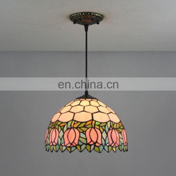 Nordic Style Hanging Light Fixture Lotus Stained Glass Lamp Shade Antique lights Pendant Lighting