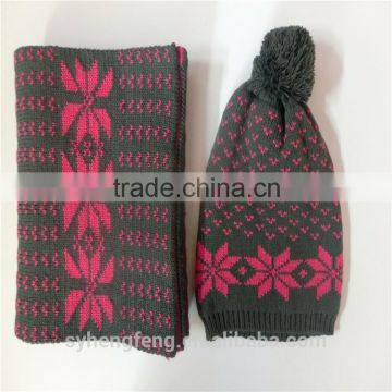2016 new fashion two-pieces knitted hat and scarf