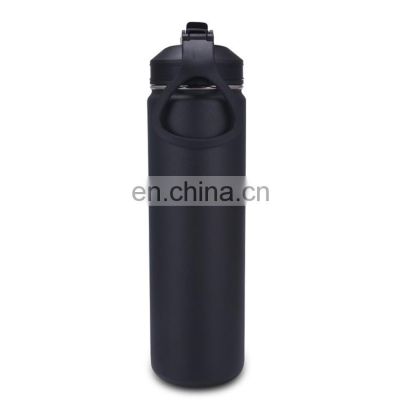Wholesale stainless steel 700 ml portable drinking bottle vacuum flask straw bottle with lift ring
