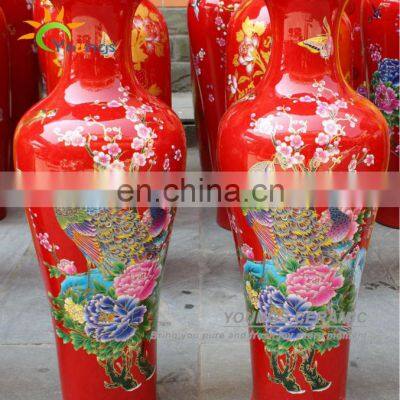 Chinese Color Glazed Big Floor Porcelain Flower Vases For Home Hotel Decoration