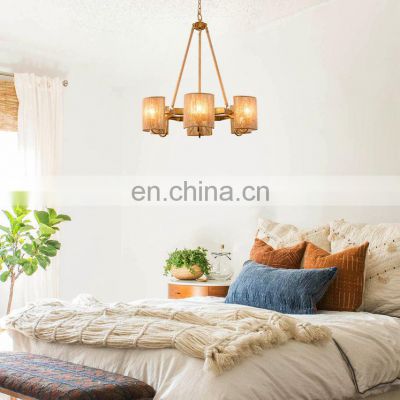Customized New Products Hemp Rope Chandelier Creative Personality Vintage Restaurant Bar Clothing Hot Pot Barbecue Iron Lamps
