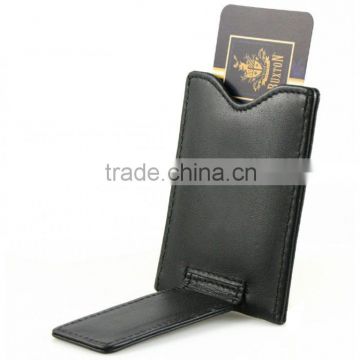 Leather front pocket money clip slim powerful magnetic leather money clip
