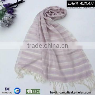 100% Polyester Lady's Woven Scarf With Striped Print For SS 16 LMAN-034