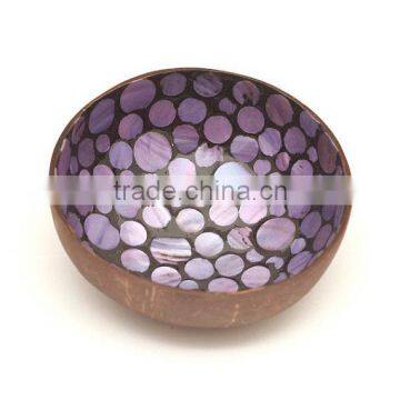 High quality best selling eco friendly lacquer mother of pearl inlay coconut bowl