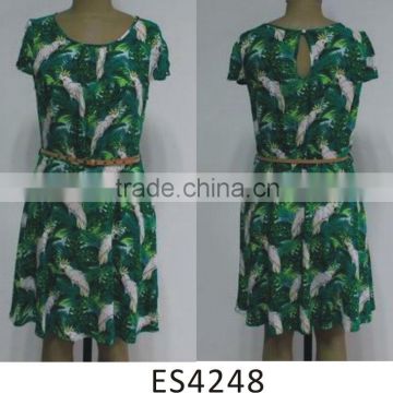2014 viscose animal printed girl dress