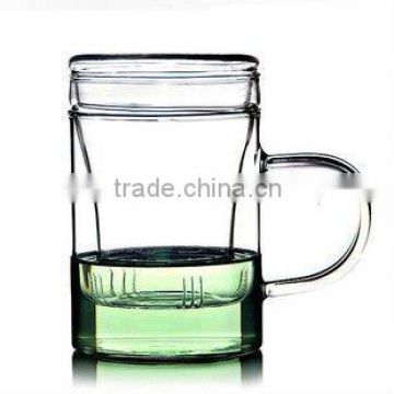 hot sale hand-made Environmental glass tea cup with lid and filter