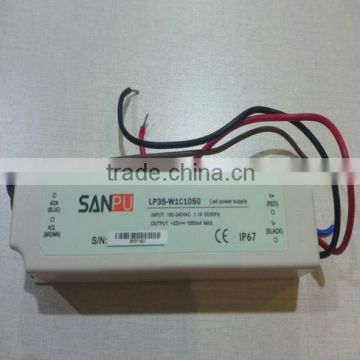 led power supply 35W,shenzhen SANPU waterproof 35w 700MA led power source DC led , 35W constant current switching power supply