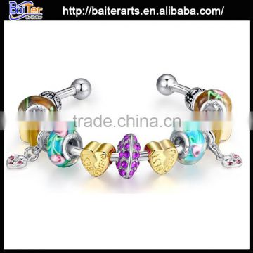 Wholesale glass bead silver plated copper new design artificial bangles                        
                                                Quality Choice