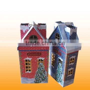 house shape christmas gift tin box