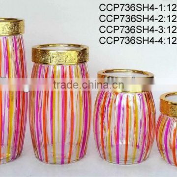CCP736SH4 Hand-paited glass jar with s/s window lid