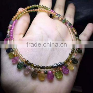 Gemstone Pendant multicolored jewelry wholesale authentic Brazil natural tourmaline tourmaline necklace colorful Princess chain