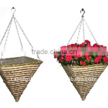 Banana leaf and Corn rope Square Cone hanging planter - hanging basket - Corn hanging cone flower pot