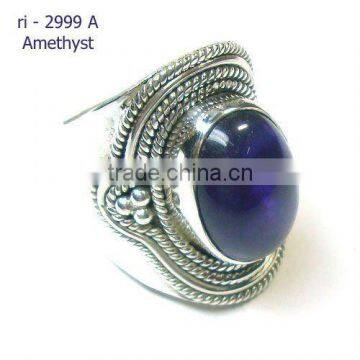 925 Sterling Silver Amethyst Gemstone Ring