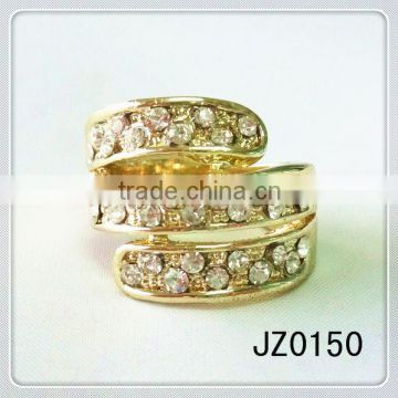 gold plated new model wedding crystal ring