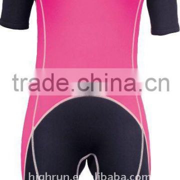 Kid's Shorty Sleeve Pink and Black Colour Neoprene Surfing and Wet Suit