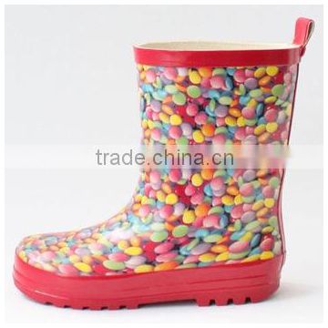 Lovely candy color rubber rain boots for girls