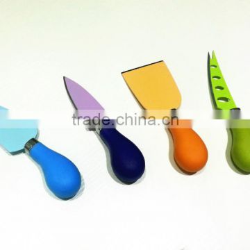 4 PCS Wholesale Cheese Knife Types, plastic colorful handle cheese tool set