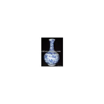 Fine blue-and-white porcelain vase, antiques