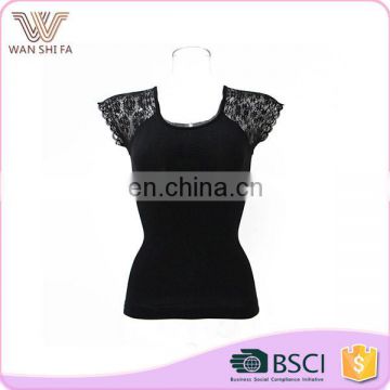 Black lace sleeve trendy design durable nylon women body control shaper