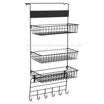 3 Layers Behind The Door 6 Hooks Metal Mesh Basket Storage Rack For Bathroom Kitchen Storage Shelves Toiletries