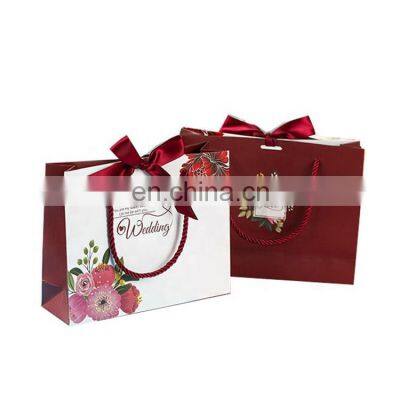 custom print and hot stamping rose gold logo holographic paper shopping mini gift bags for wedding