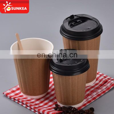Heat-insulated Double Wall Kraft Paper Cup with cup lid cover