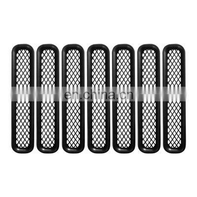 Front Grille Inserts Kit For Jeep Wrangler TJ 1997-2006 7 Pcs ABS Black
