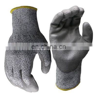 Multi Function Work Cut Protection HPPE Knitted Polyurethane PU Palm Coated Cut Resistant Gloves