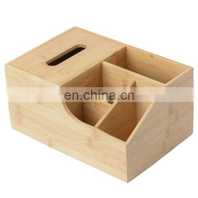 Living Room Bedroom Tableware Bamboo Storage Box Multifunction Paper Napkin Desktop Storage Box bins Organizer