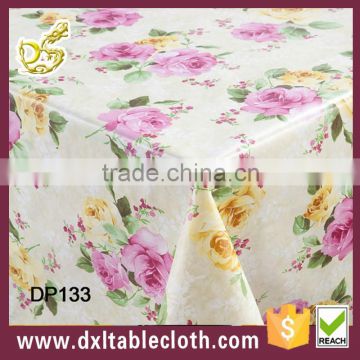 #DP133 clear rosettes PVC wedding tablecloth