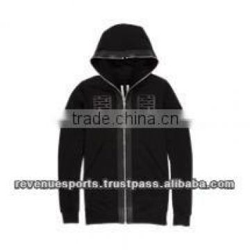 fashion hoodies/leather hoodie/fashion hoodie with leather/100% cotton hoodie with leather