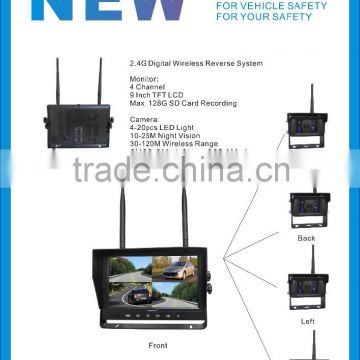 100% Factory CE RoHS Digital Wireless Reversing Type 4 Channel 2.4Ghz Wireless Farming Tractor Camera with Monitor