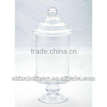 Footed Clear Round Glass Jar with Lid, Middle Size