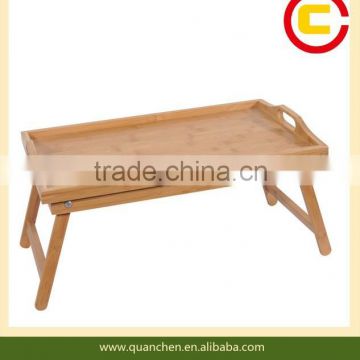 Bamboo Food Serving Tray with Folding Legs